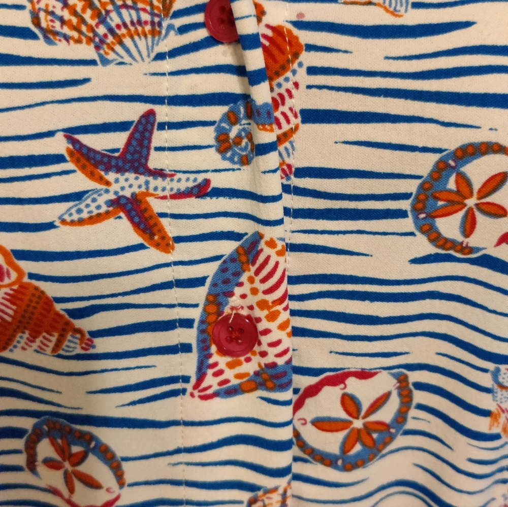 Pappagallo Waves Shells Resort Button Front Shirt… - image 5